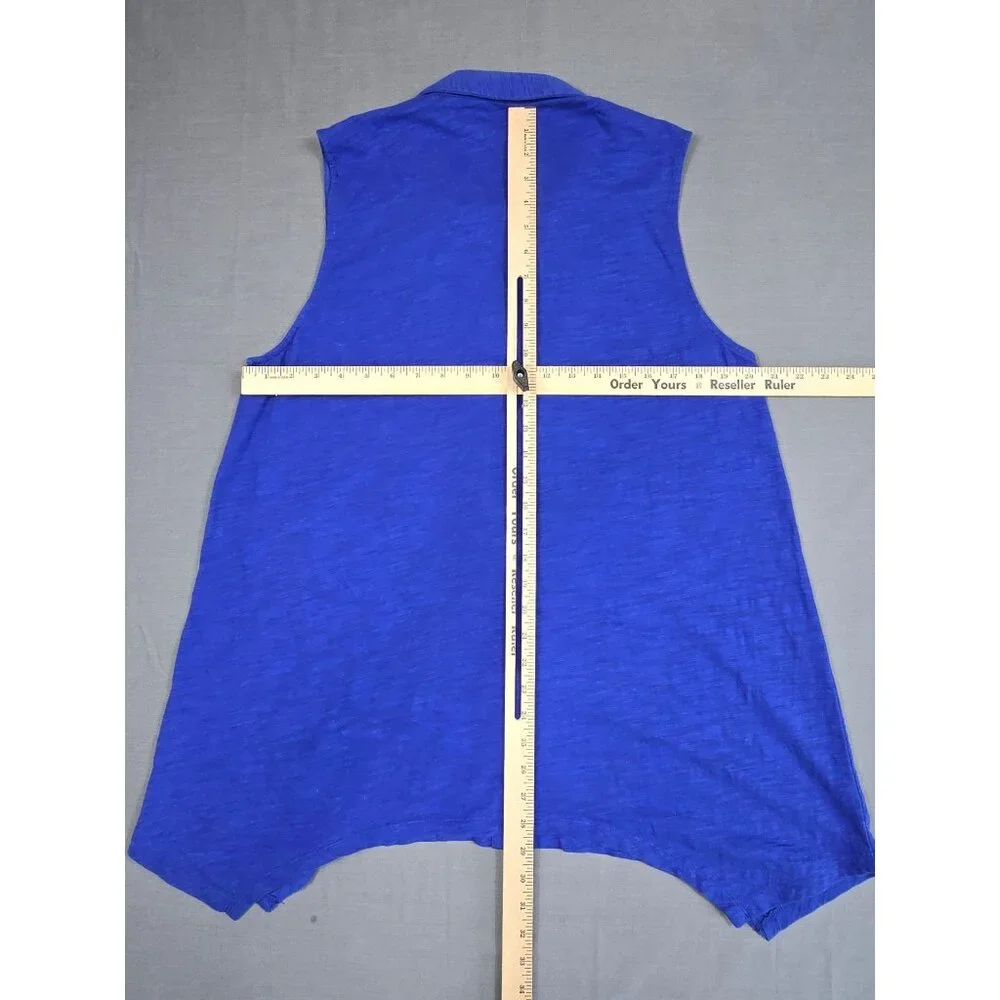 Passports Sleeveless Lagenlook Royal Blue Tunic Top XL 100% Cotton Asymmetrical - Picture 4 of 4